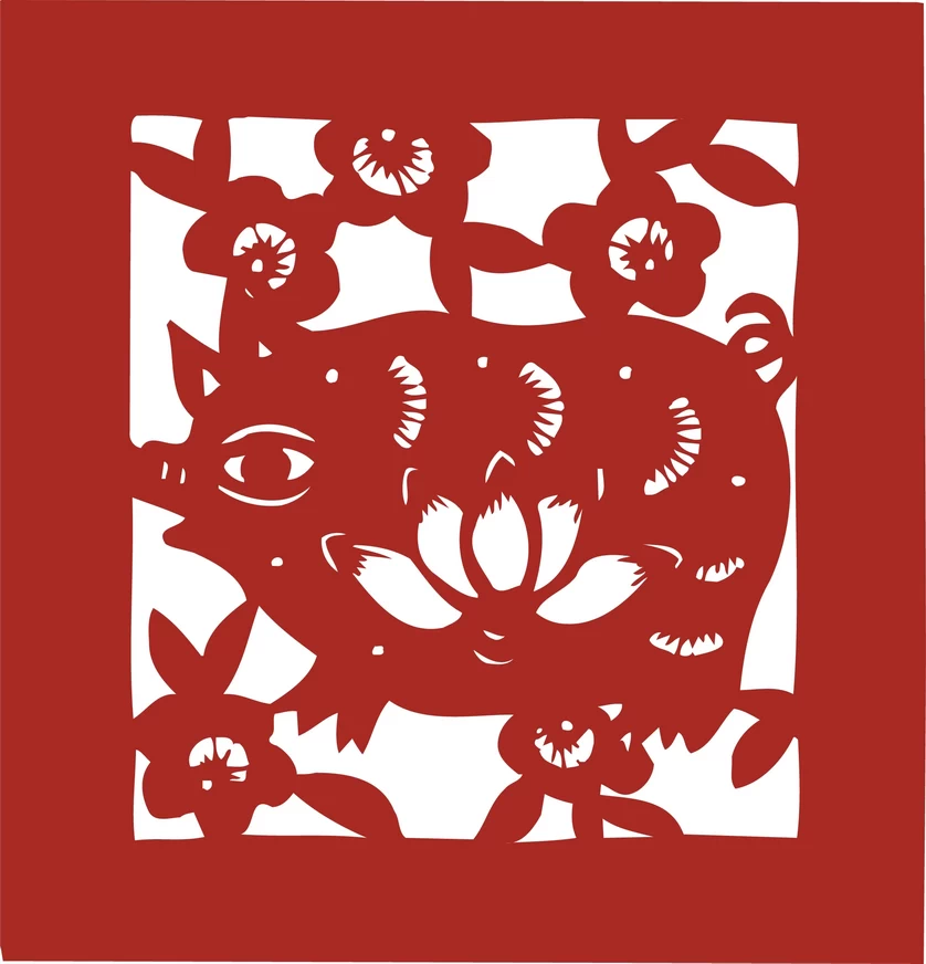 中国风中式传统喜庆民俗人物动物窗花剪纸插画边框AI矢量PNG素材【1561】